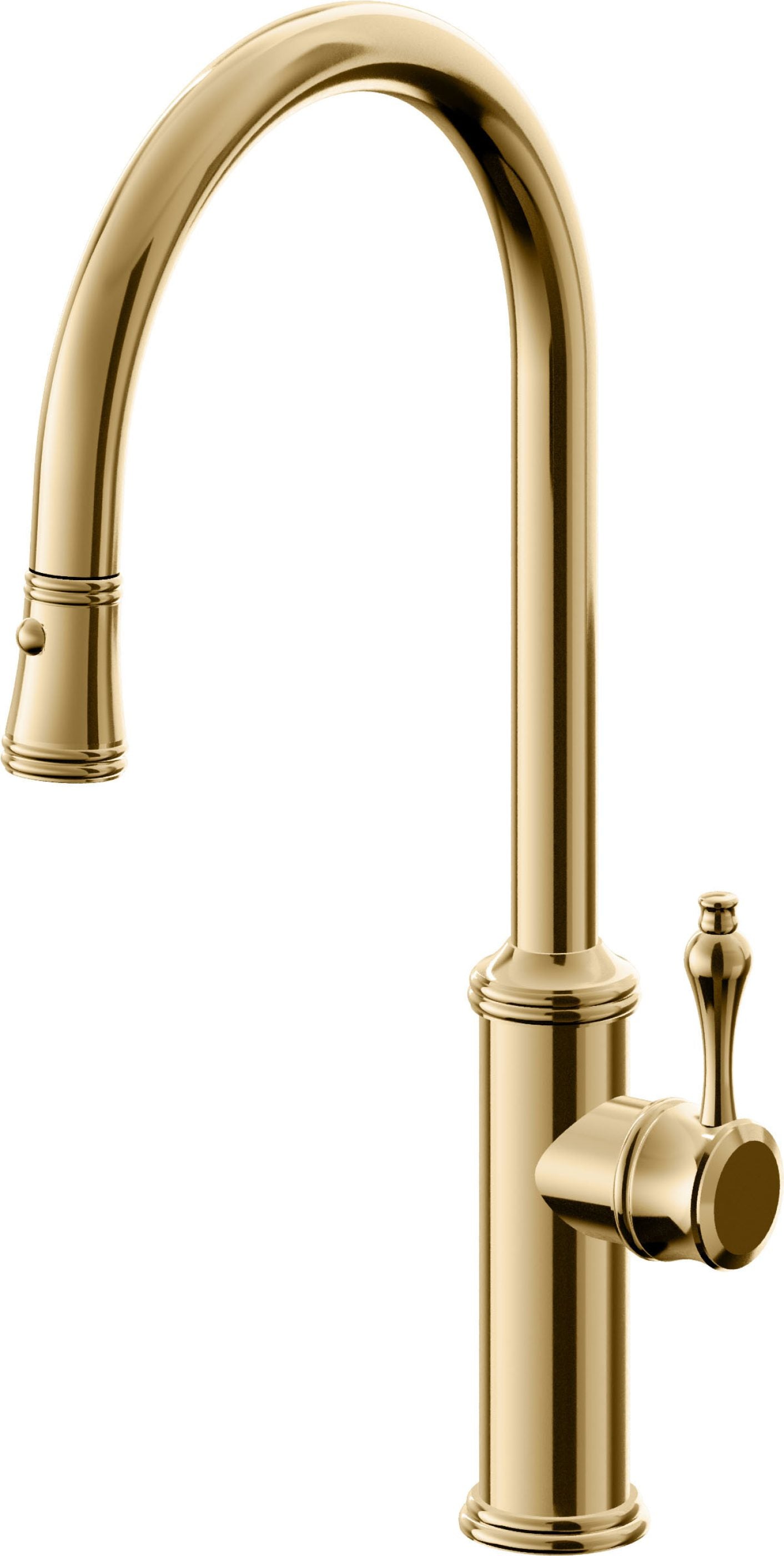 California Faucets Davoli Llave de Cocina Extraíble Tradicional - Surtidor Alto - Oro Francés