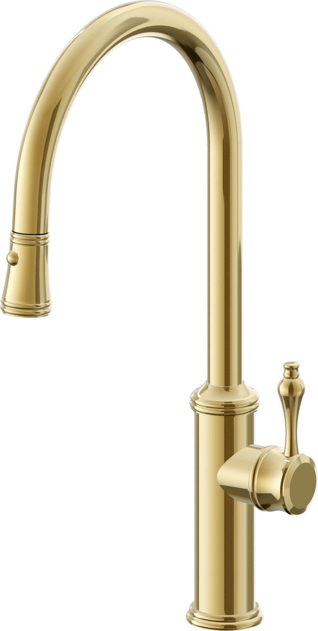 California Faucets Davoli Llave de Cocina Extraíble Tradicional - Surtidor Alto - Oro Pulido de por Vida