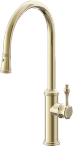 California Faucets Davoli Llave de Cocina Extraíble Tradicional - Surtidor Alto - Latón Pulido