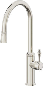 California Faucets Davoli Llave de Cocina Extraíble Tradicional - Surtidor Alto - Níquel Pulido