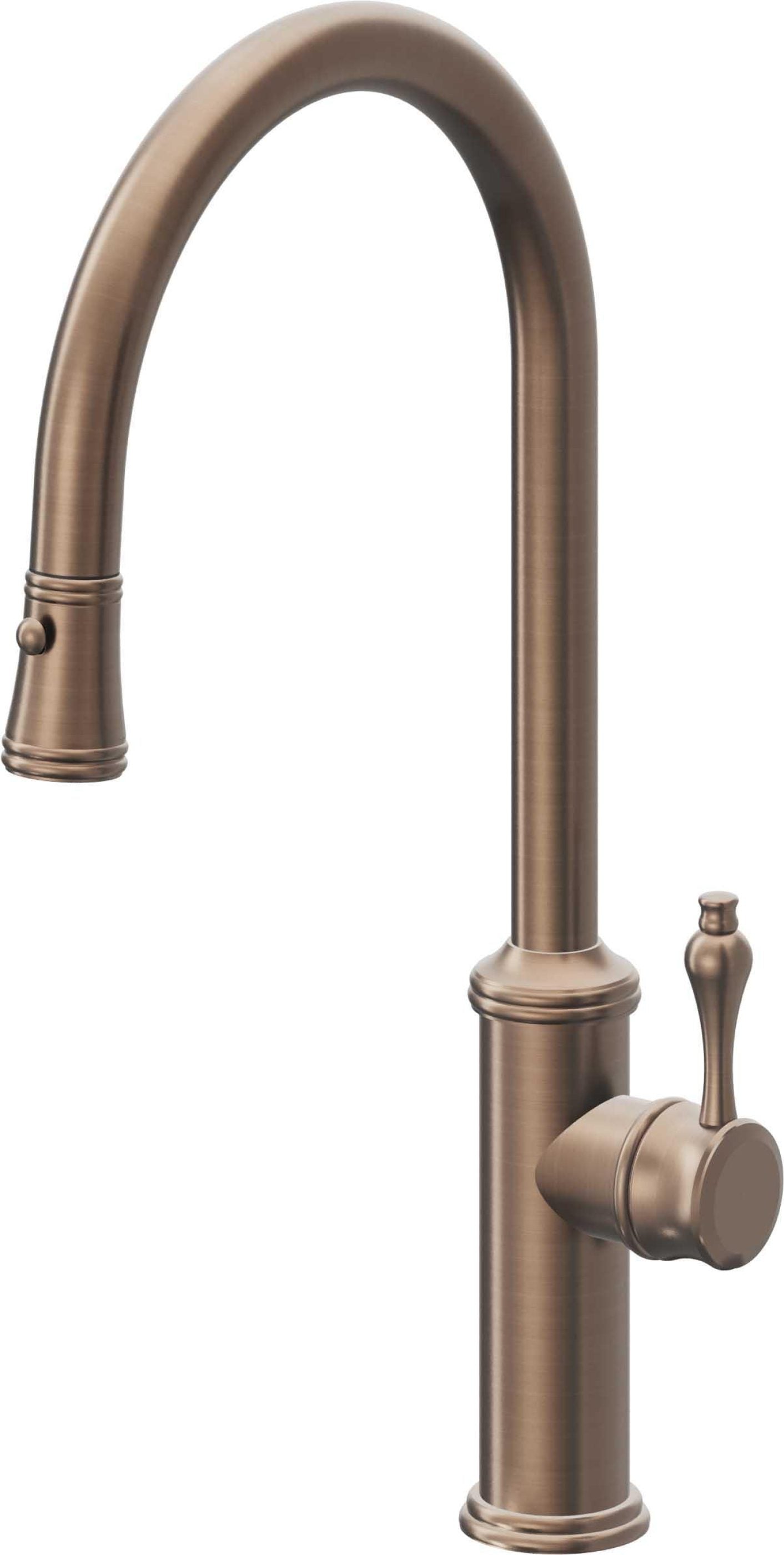 California Faucets Davoli Llave de Cocina Extraíble Tradicional - Surtidor Alto - Bronce Satinado