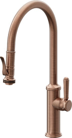 California Faucets Davoli Llave de Cocina Extraíble Tradicional - Surtidor Alto - Cobre Antiguo Mate