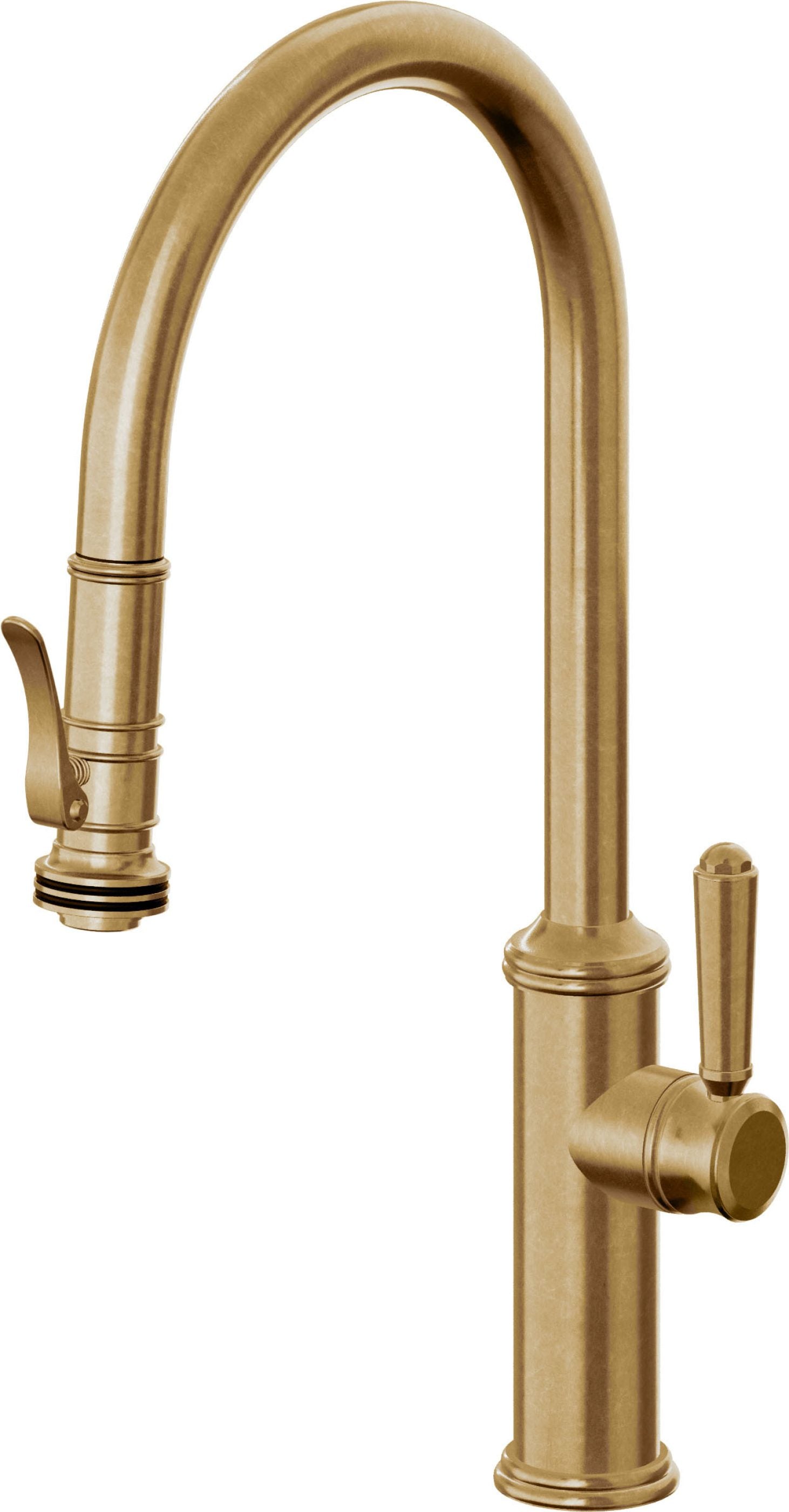California Faucets Davoli Llave de Cocina Extraíble Tradicional - Surtidor Alto - Latón Bruñido