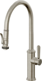 California Faucets Davoli Llave de Cocina Extraíble Tradicional - Surtidor Alto - Níquel Bruñido