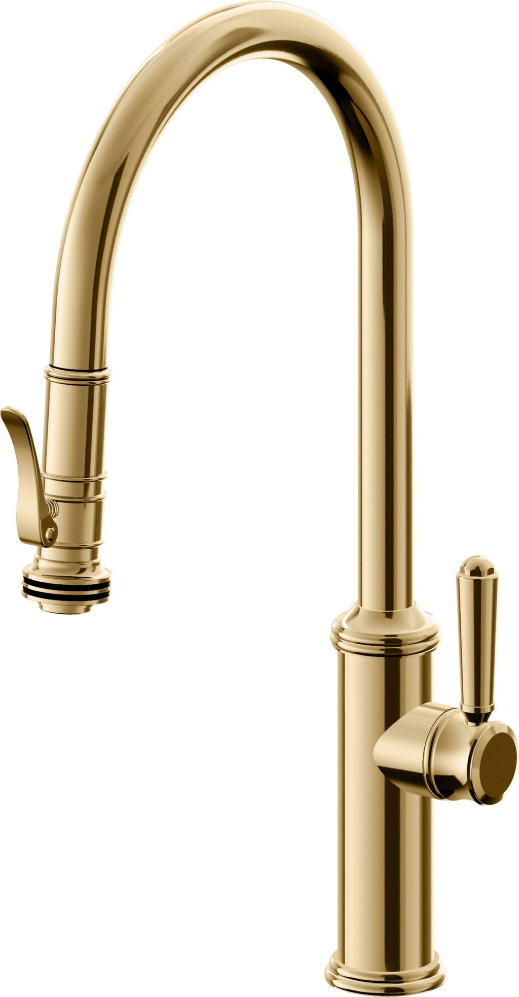 California Faucets Davoli Llave de Cocina Extraíble Tradicional - Surtidor Alto - Oro Francés