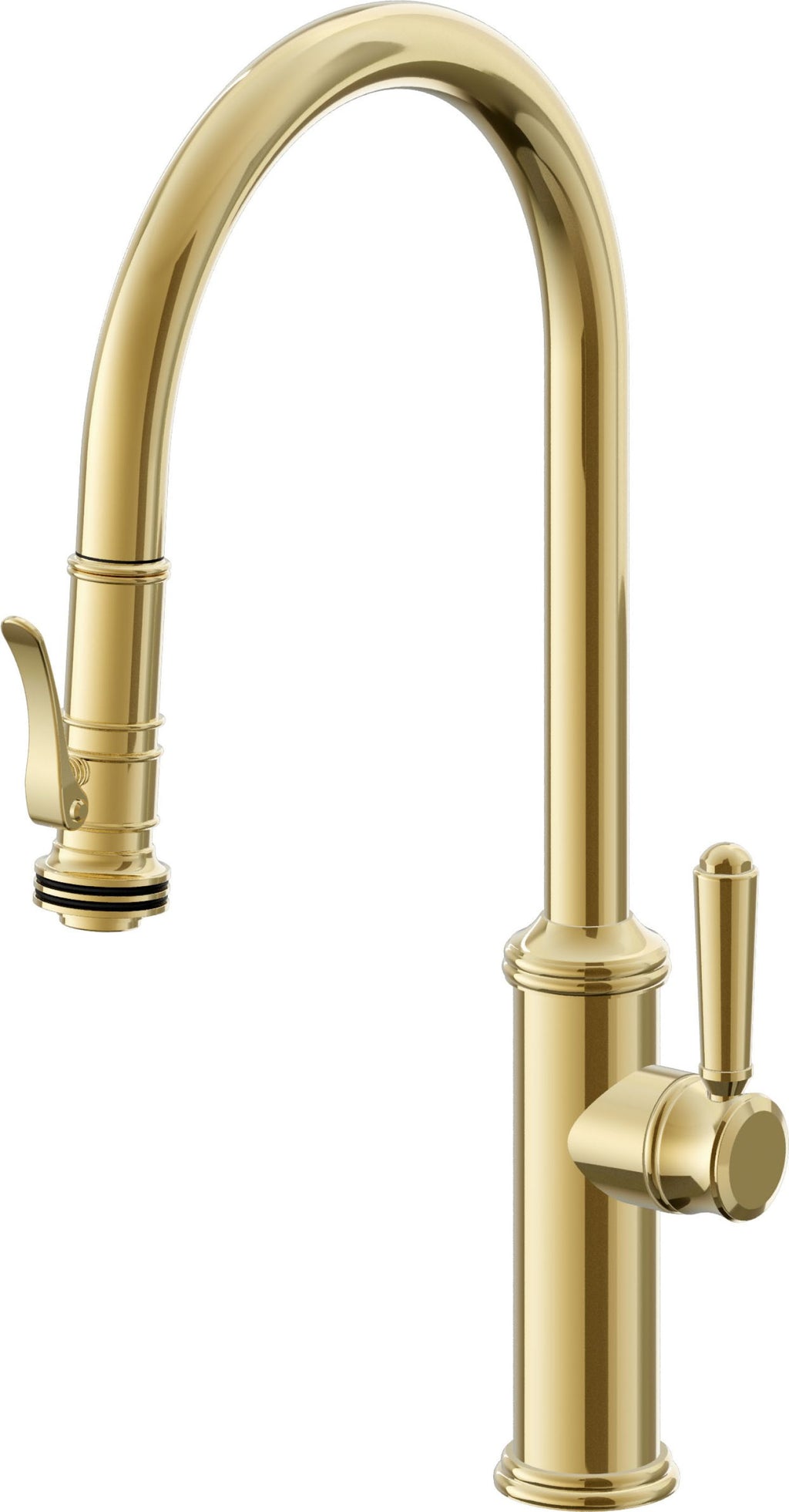 California Faucets Davoli Llave de Cocina Extraíble Tradicional - Surtidor Alto - Oro Pulido de por Vida