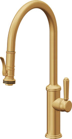 California Faucets Davoli Llave de Cocina Extraíble Tradicional - Surtidor Alto - Oro Satinado de por Vida