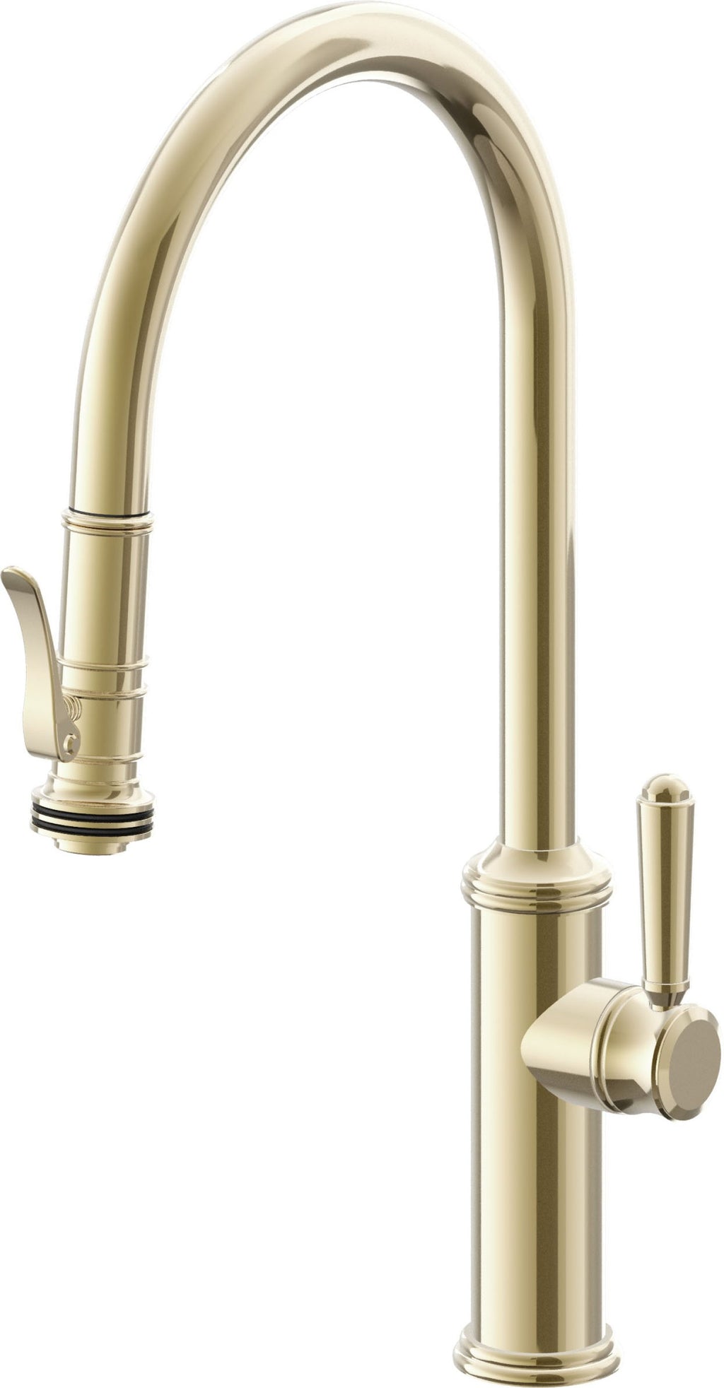 California Faucets Davoli Llave de Cocina Extraíble Tradicional - Surtidor Alto - Latón Pulido