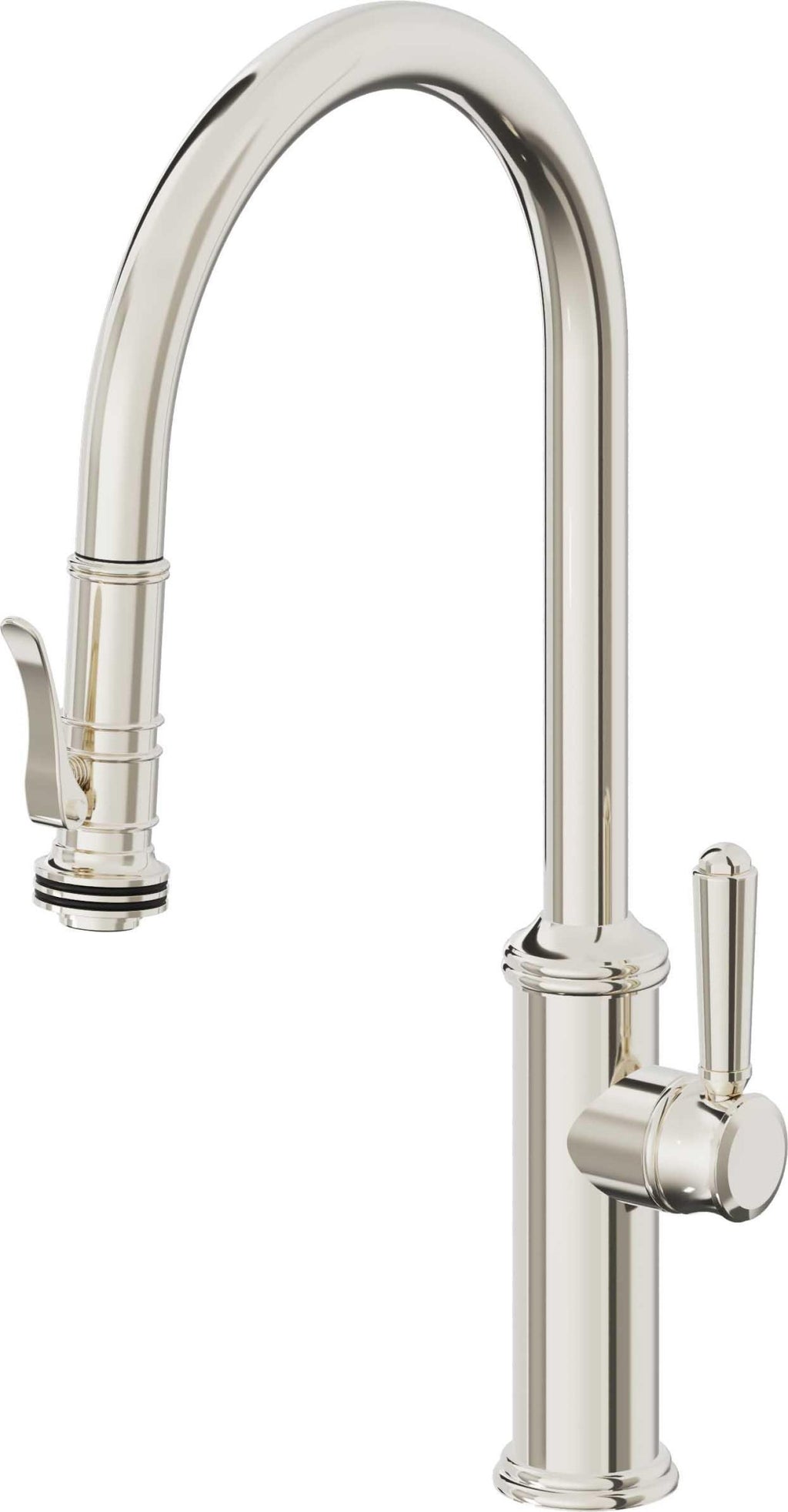 California Faucets Davoli Llave de Cocina Extraíble Tradicional - Surtidor Alto - Níquel Pulido