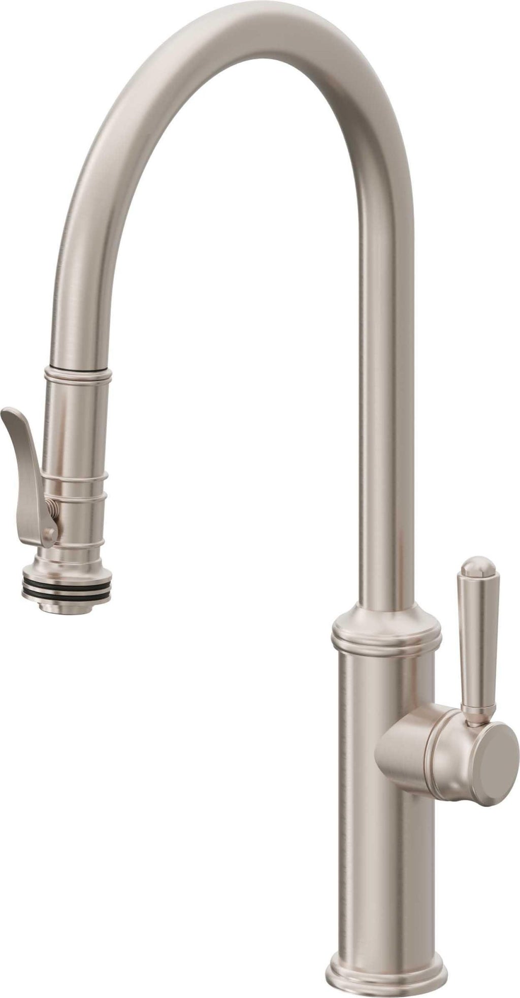 California Faucets Davoli Llave de Cocina Extraíble Tradicional - Surtidor Alto - Níquel Satinado