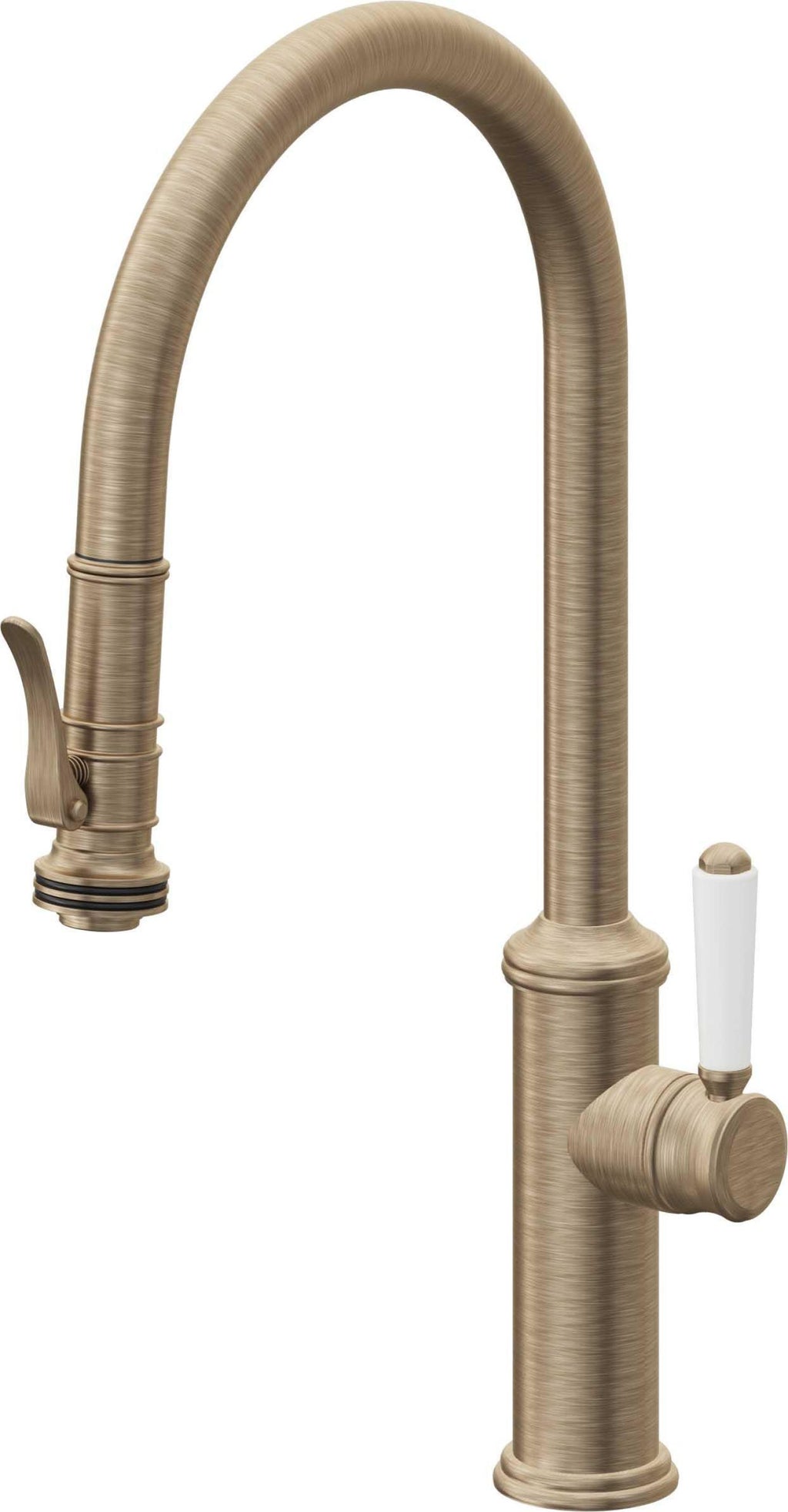 California Faucets Davoli Llave de Cocina Extraíble Tradicional - Surtidor Alto - Latón Antiguo Mate