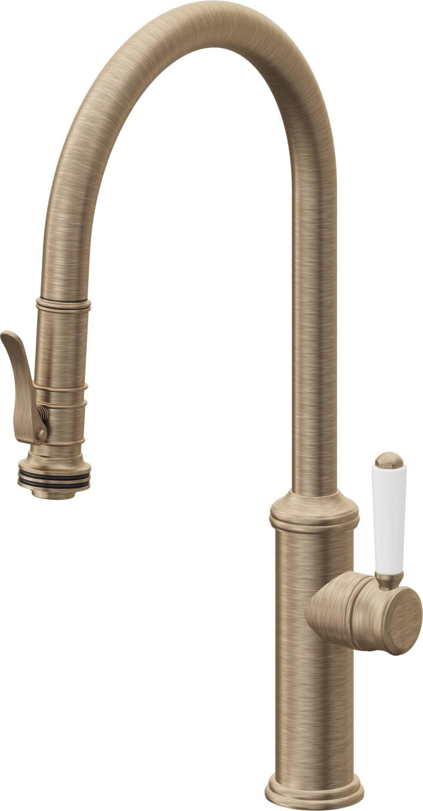 California Faucets Davoli Llave de Cocina Extraíble Tradicional - Surtidor Alto - Latón Antiguo Mate