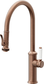 California Faucets Davoli Llave de Cocina Extraíble Tradicional - Surtidor Alto - Cobre Antiguo Mate