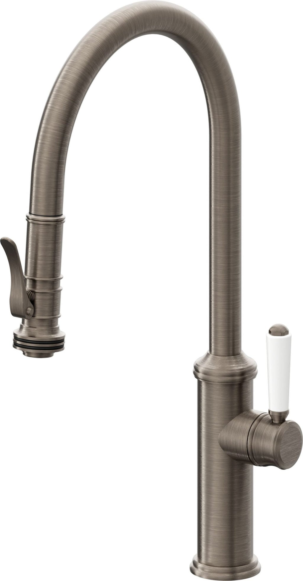 California Faucets Davoli Llave de Cocina Extraíble Tradicional - Surtidor Alto - Níquel Antiguo Mate