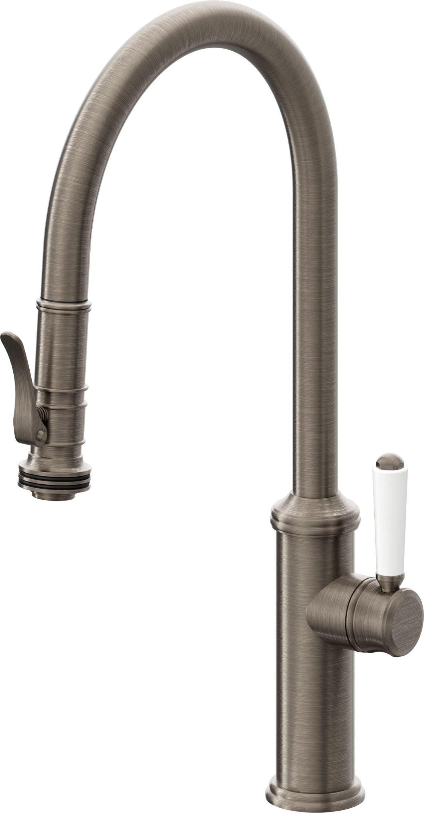 California Faucets Davoli Llave de Cocina Extraíble Tradicional - Surtidor Alto - Níquel Antiguo Mate