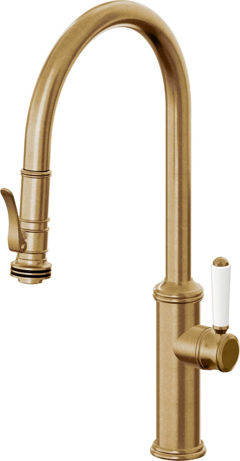 California Faucets Davoli Llave de Cocina Extraíble Tradicional - Surtidor Alto - Latón Bruñido