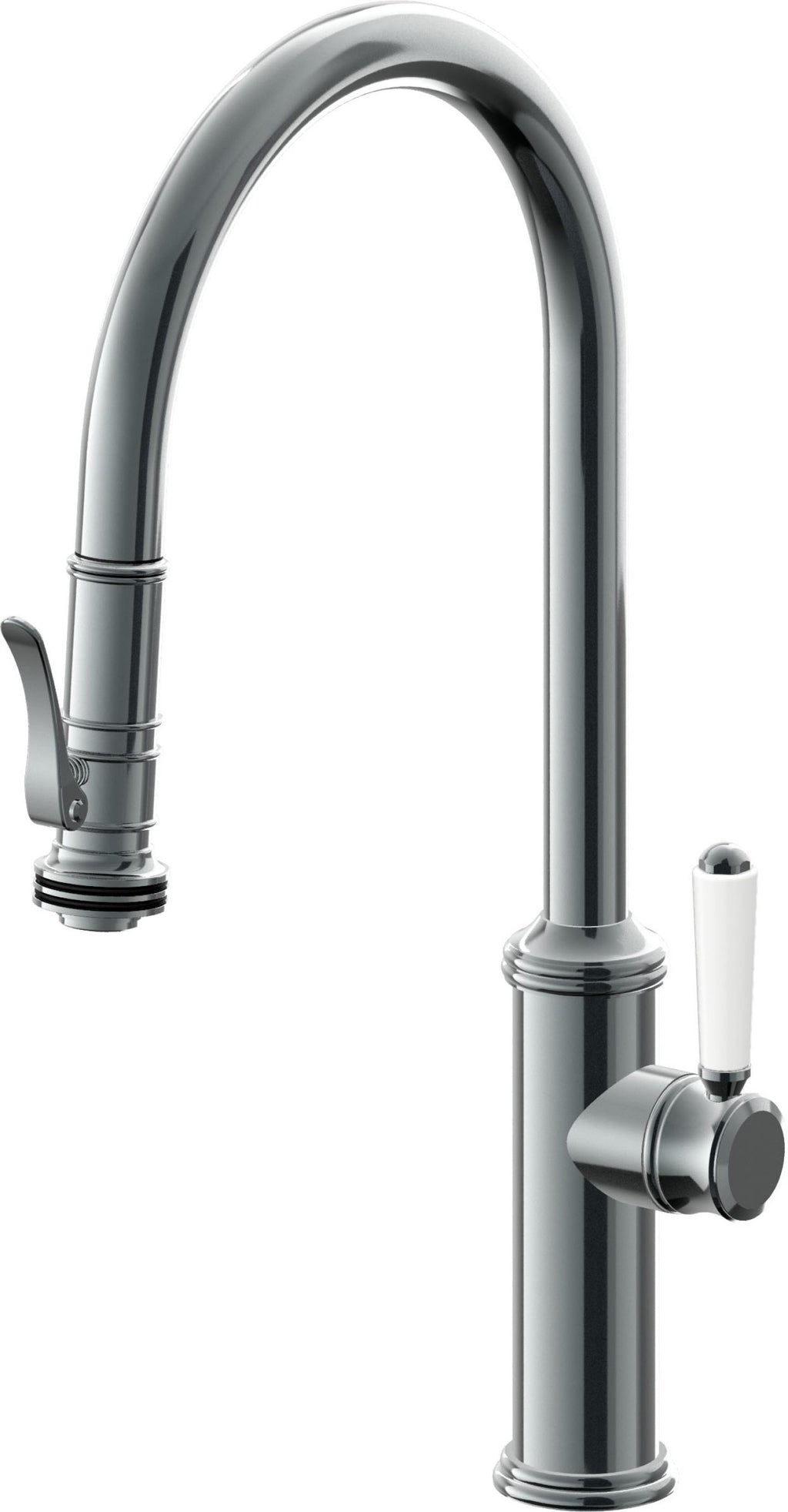 California Faucets Davoli Llave de Cocina Extraíble Tradicional - Surtidor Alto - Níquel Negro