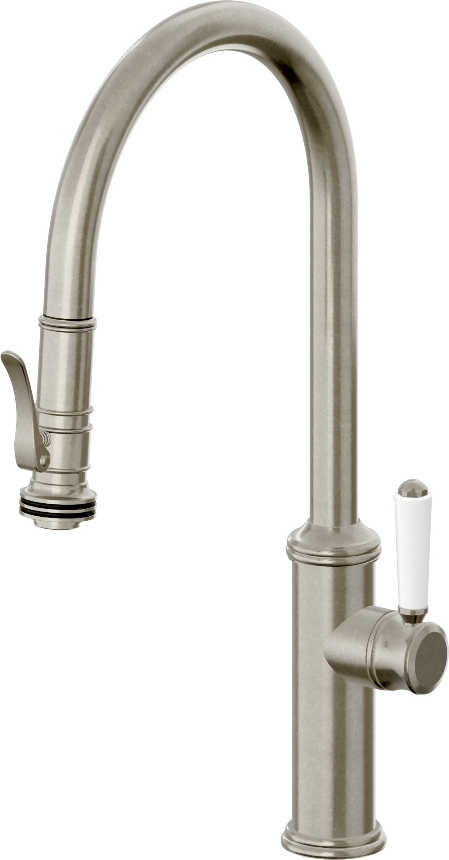 California Faucets Davoli Llave de Cocina Extraíble Tradicional - Surtidor Alto - Níquel Bruñido