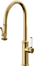 California Faucets Davoli Llave de Cocina Extraíble Tradicional - Surtidor Alto - Oro Francés