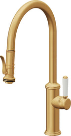 California Faucets Davoli Llave de Cocina Extraíble Tradicional - Surtidor Alto - Oro Satinado de por Vida