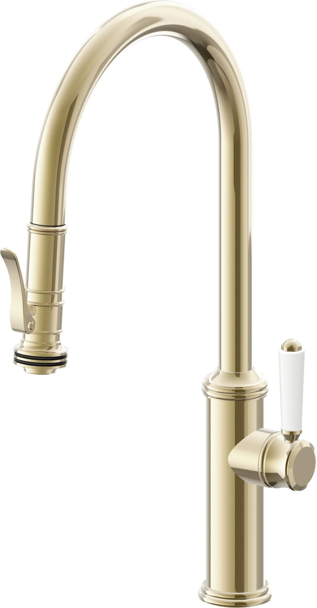 California Faucets Davoli Llave de Cocina Extraíble Tradicional - Surtidor Alto - Latón Pulido
