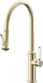 California Faucets Davoli Llave de Cocina Extraíble Tradicional - Surtidor Alto - Latón Pulido