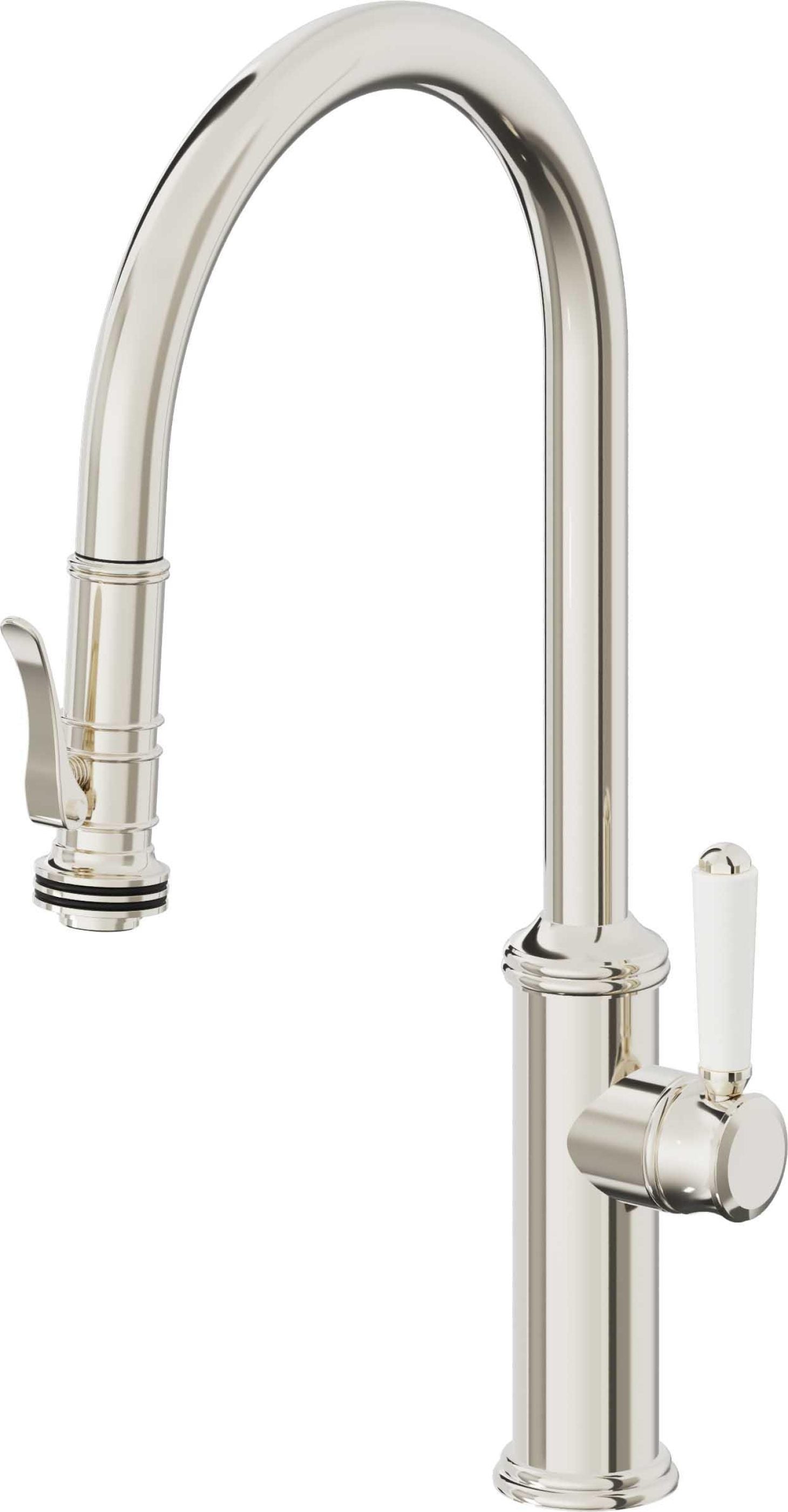 California Faucets Davoli Llave de Cocina Extraíble Tradicional - Surtidor Alto - Níquel Pulido