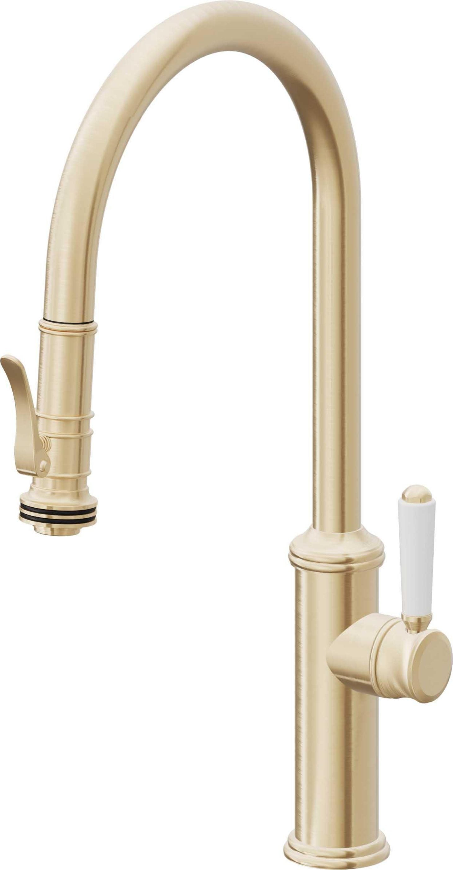 California Faucets Davoli Llave de Cocina Extraíble Tradicional - Surtidor Alto - Latón Satinado