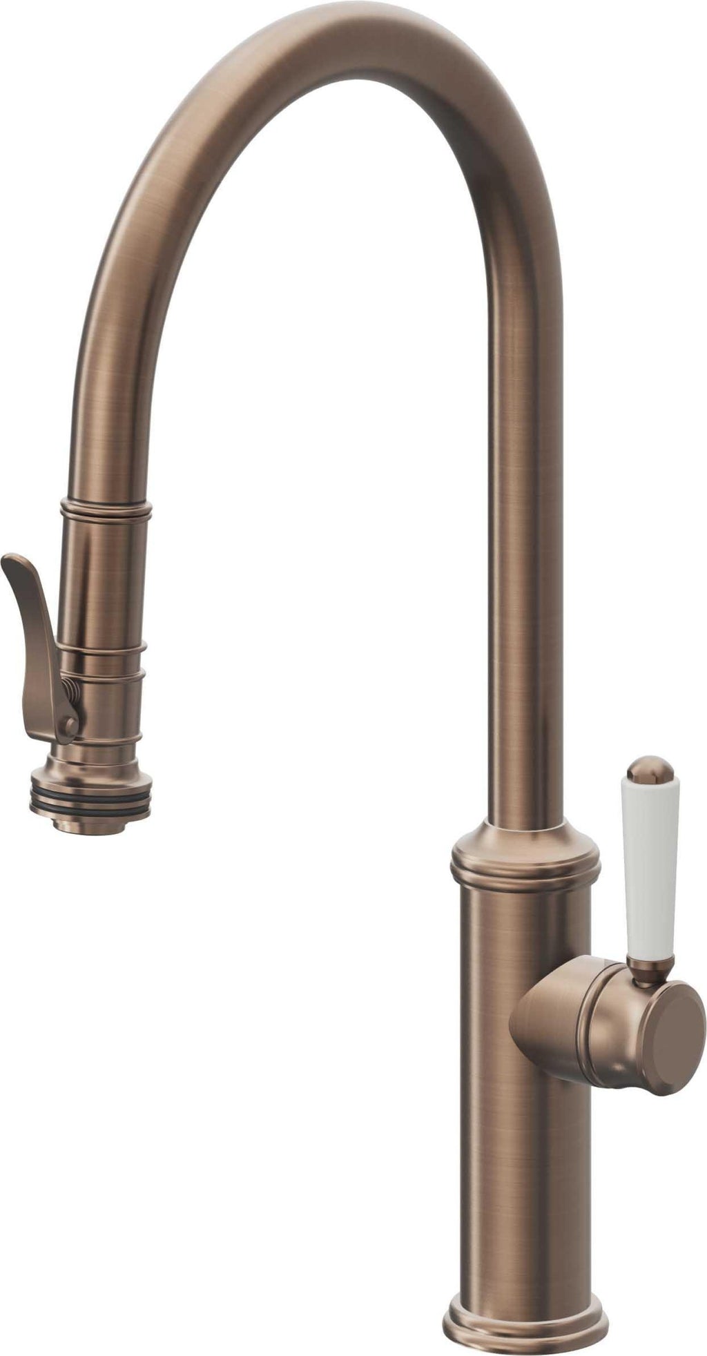 California Faucets Davoli Llave de Cocina Extraíble Tradicional - Surtidor Alto - Bronce Satinado