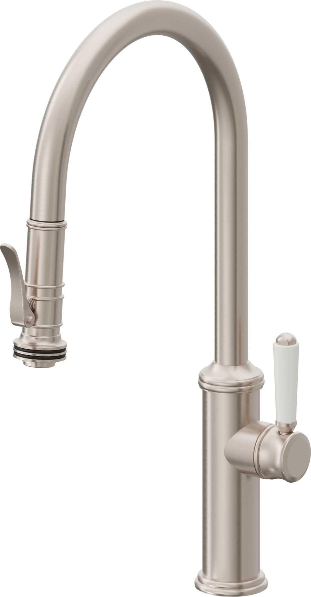 California Faucets Davoli Llave de Cocina Extraíble Tradicional - Surtidor Alto - Níquel Satinado