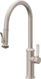 California Faucets Davoli Llave de Cocina Extraíble Tradicional - Surtidor Alto - Níquel Satinado