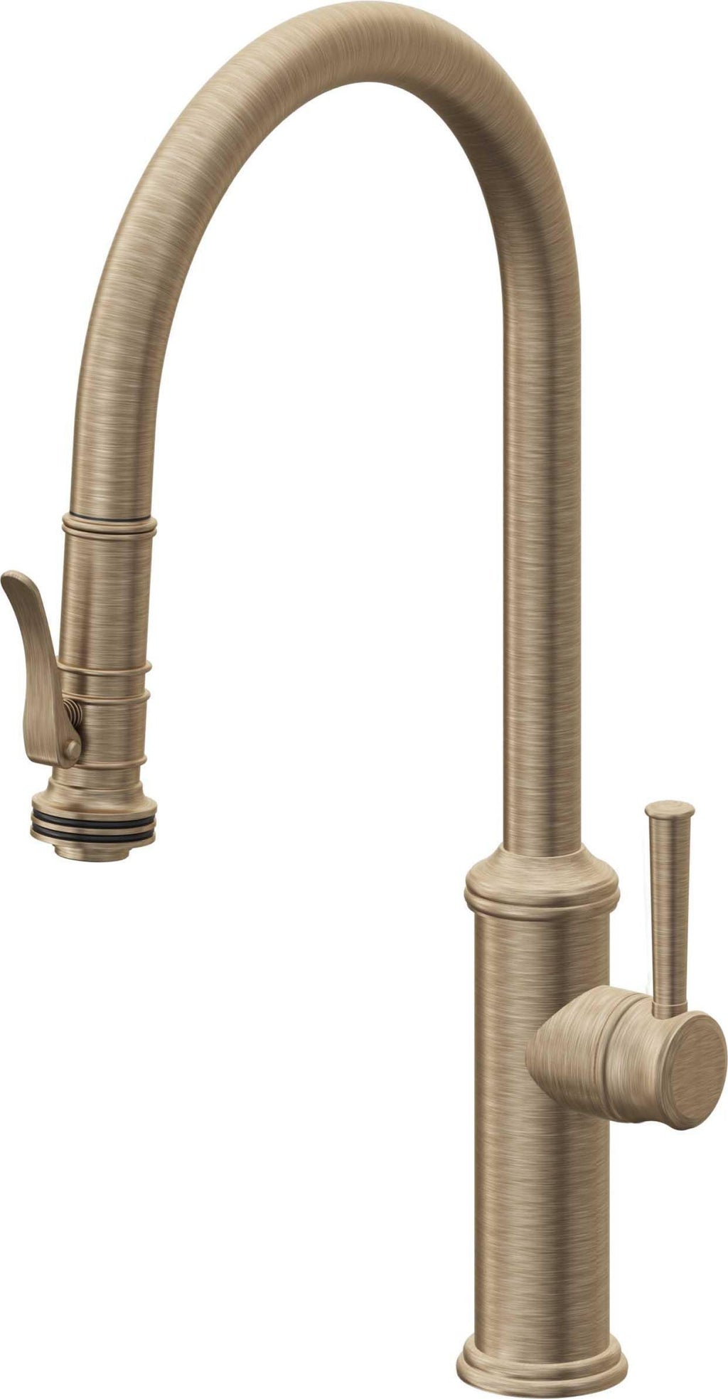 California Faucets Davoli Llave de Cocina Extraíble Tradicional - Surtidor Alto - Latón Antiguo Mate
