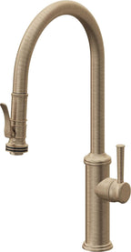 California Faucets Davoli Llave de Cocina Extraíble Tradicional - Surtidor Alto - Latón Antiguo Mate