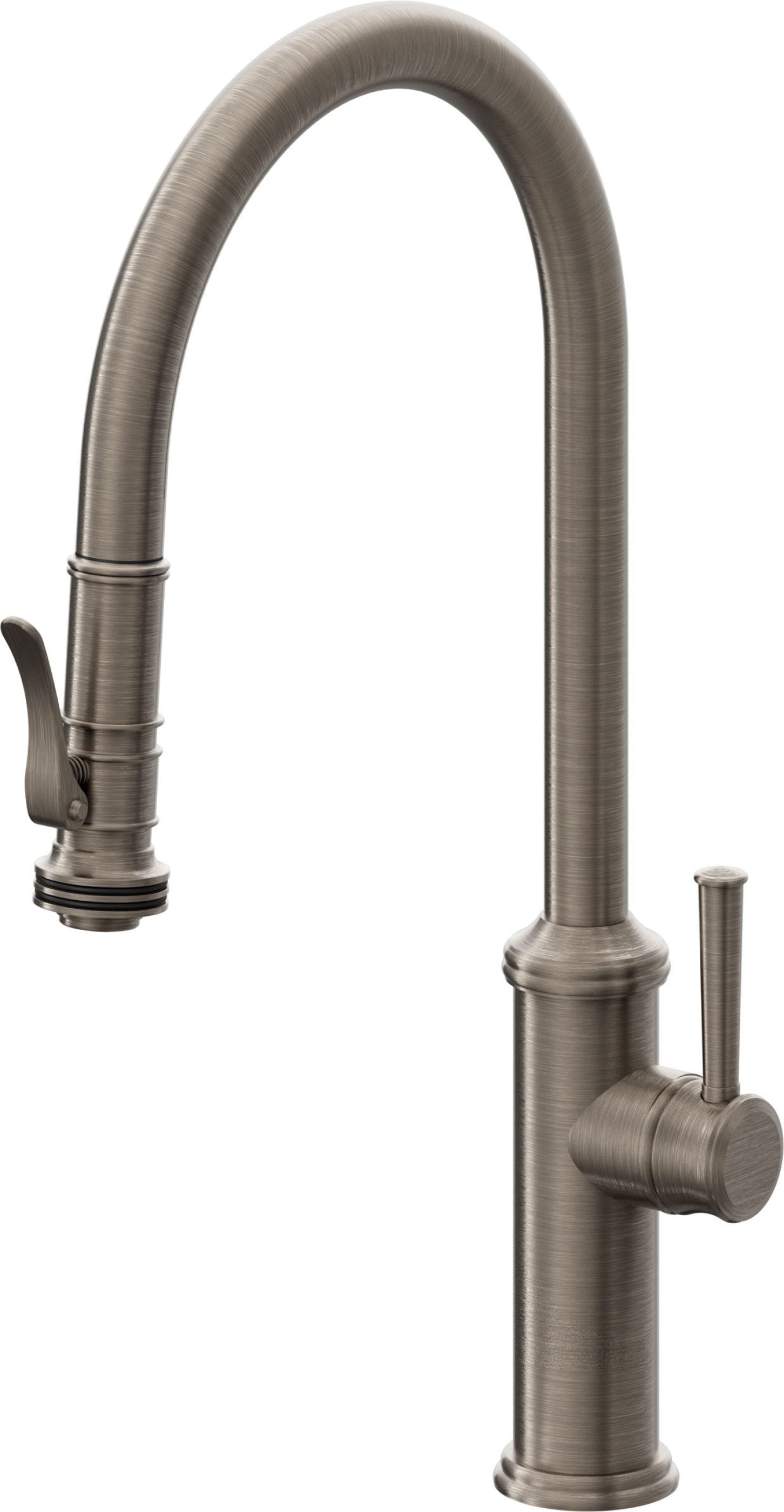 California Faucets Davoli Llave de Cocina Extraíble Tradicional - Surtidor Alto - Níquel Antiguo Mate