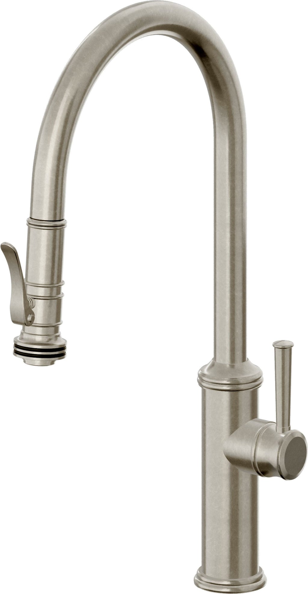 California Faucets Davoli Llave de Cocina Extraíble Tradicional - Surtidor Alto - Níquel Bruñido