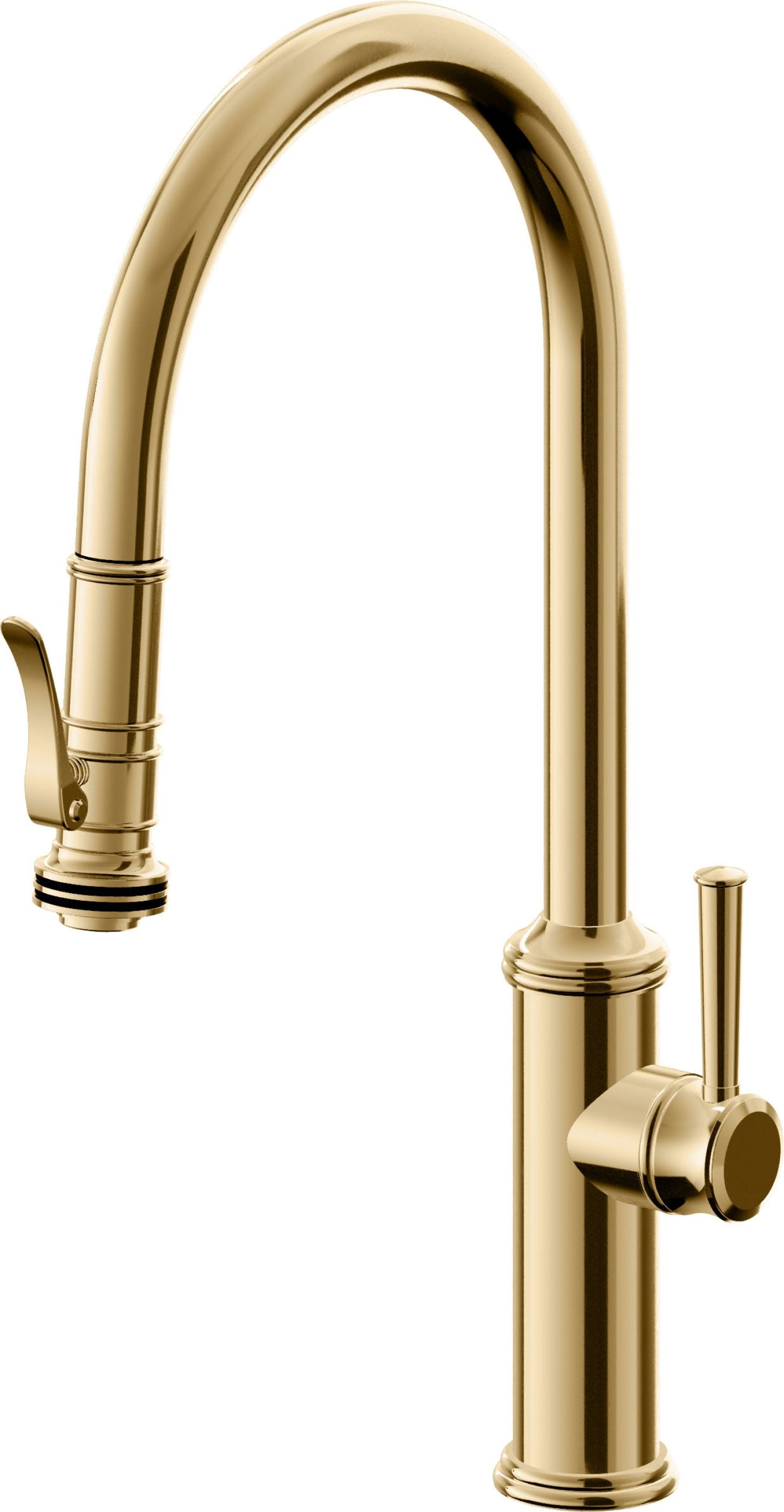 California Faucets Davoli Llave de Cocina Extraíble Tradicional - Surtidor Alto - Oro Francés