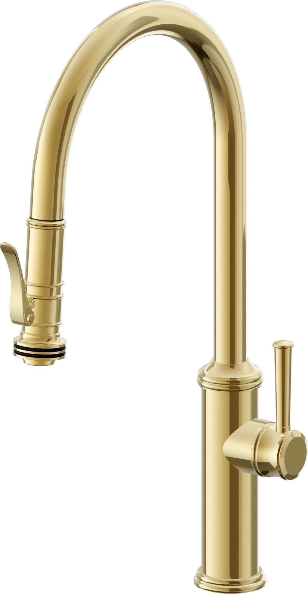 California Faucets Davoli Llave de Cocina Extraíble Tradicional - Surtidor Alto - Oro Pulido de por Vida