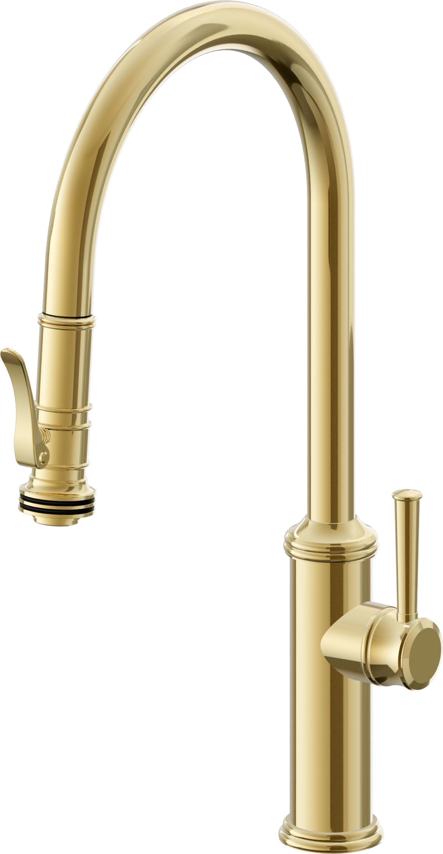 California Faucets Davoli Llave de Cocina Extraíble Tradicional - Surtidor Alto - Oro Pulido de por Vida