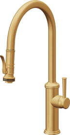 California Faucets Davoli Llave de Cocina Extraíble Tradicional - Surtidor Alto - Oro Satinado de por Vida