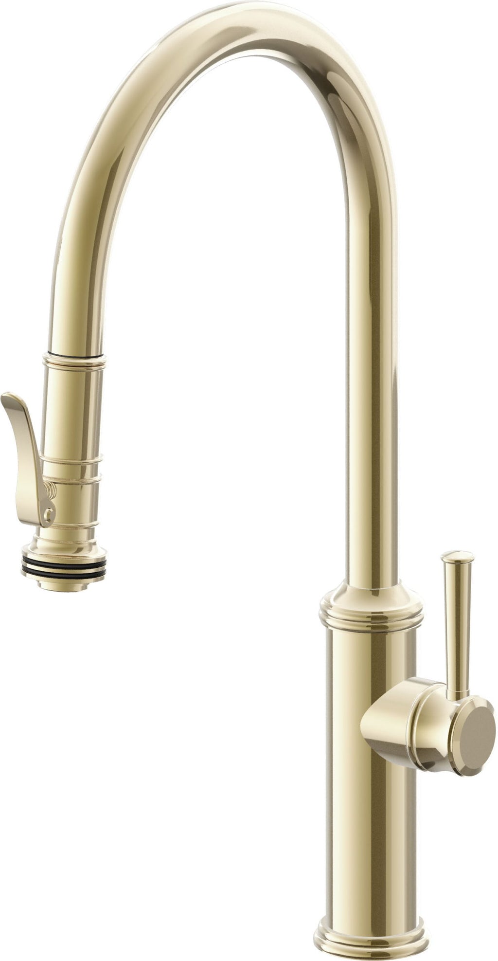 California Faucets Davoli Llave de Cocina Extraíble Tradicional - Surtidor Alto - Latón Pulido