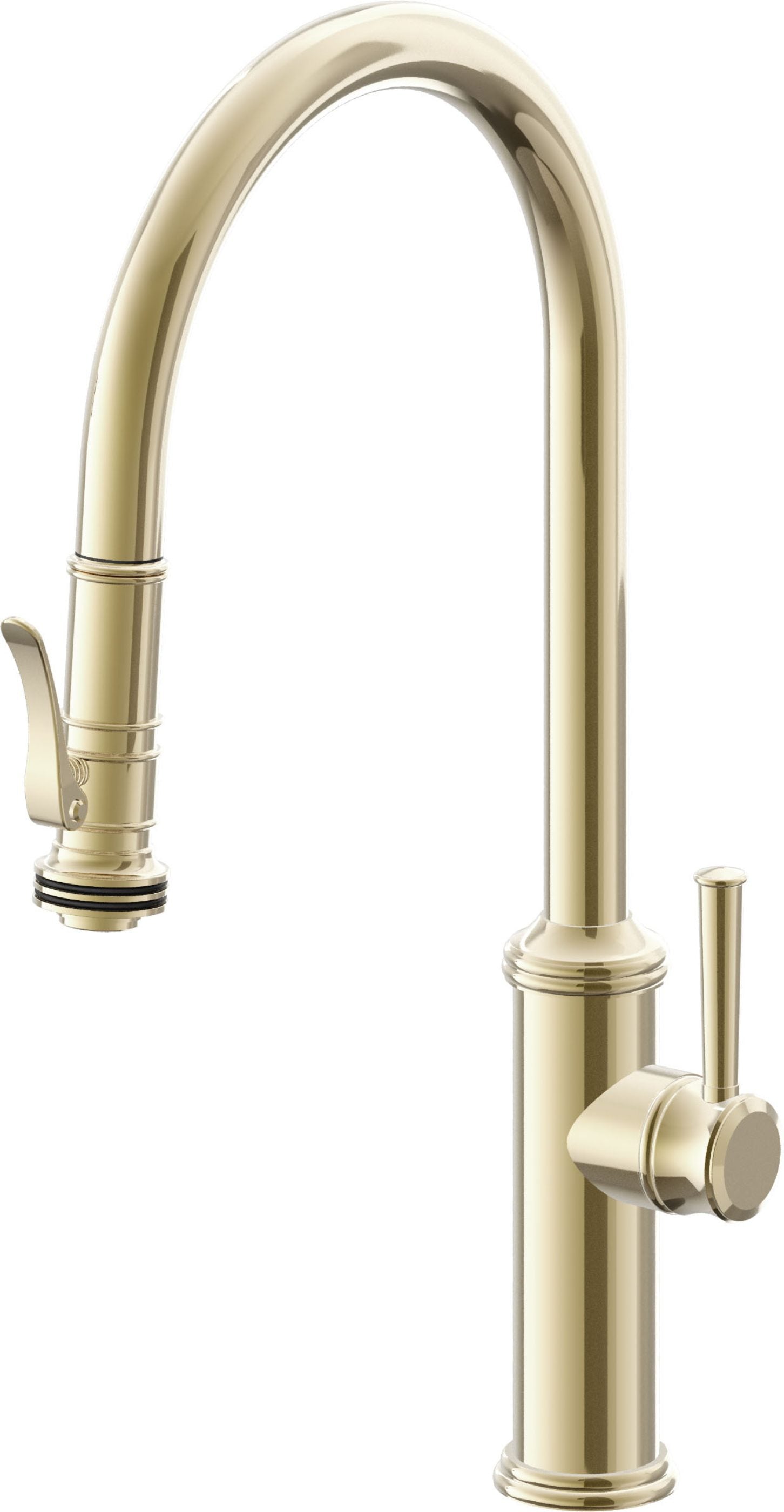 California Faucets Davoli Llave de Cocina Extraíble Tradicional - Surtidor Alto - Latón Pulido