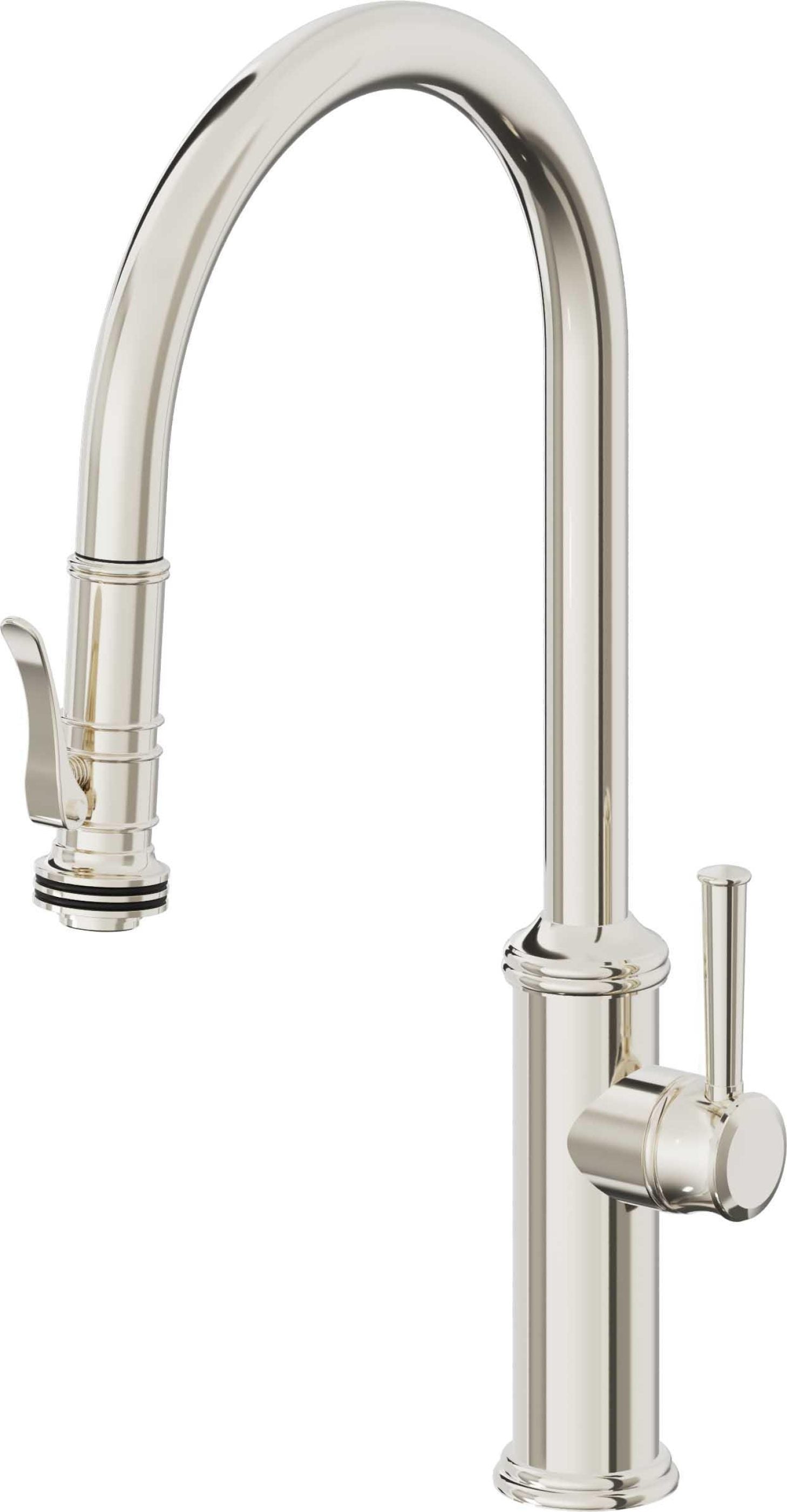 California Faucets Davoli Llave de Cocina Extraíble Tradicional - Surtidor Alto - Níquel Pulido