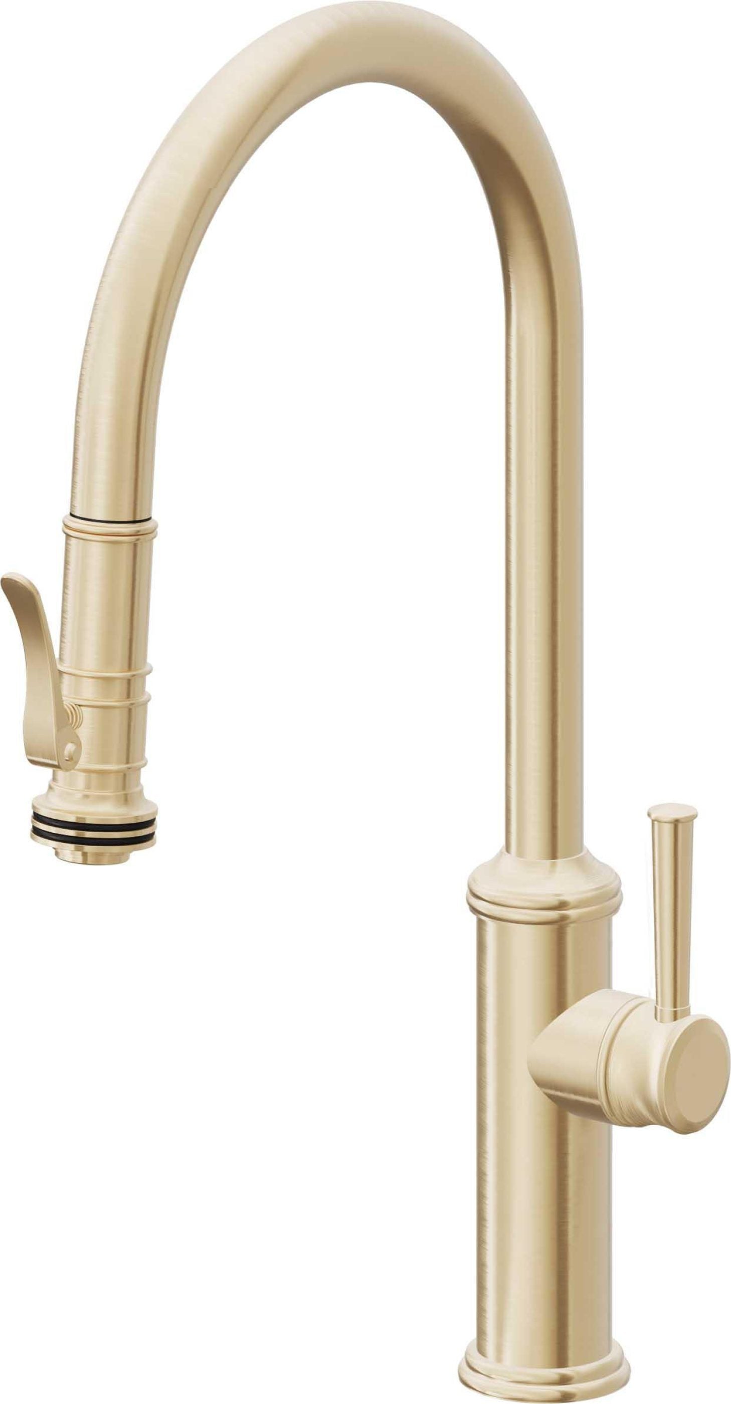 California Faucets Davoli Llave de Cocina Extraíble Tradicional - Surtidor Alto - Latón Satinado