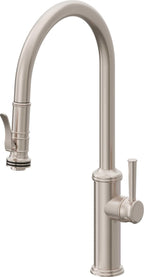 California Faucets Davoli Llave de Cocina Extraíble Tradicional - Surtidor Alto - Níquel Satinado