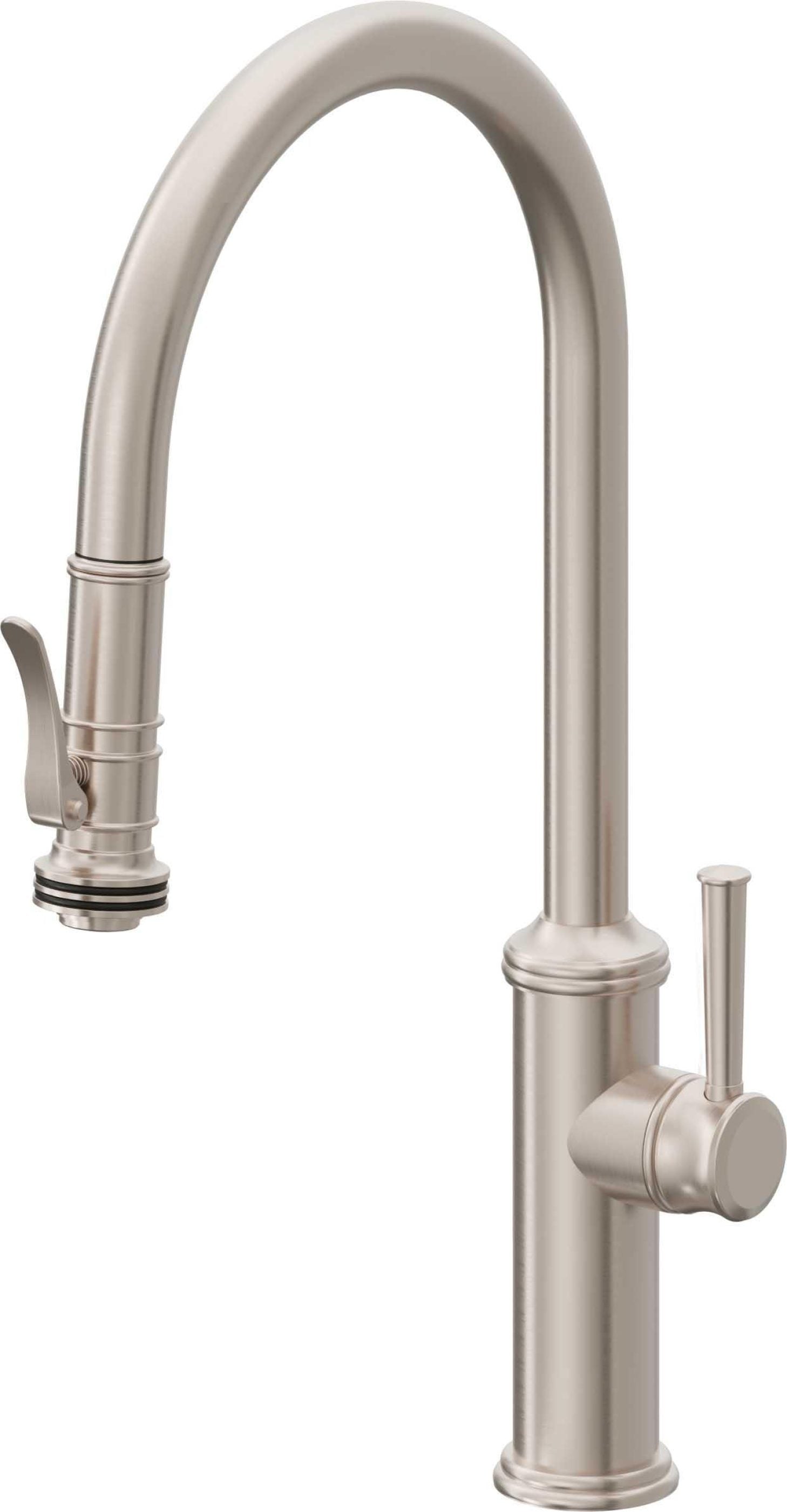 California Faucets Davoli Llave de Cocina Extraíble Tradicional - Surtidor Alto - Níquel Satinado