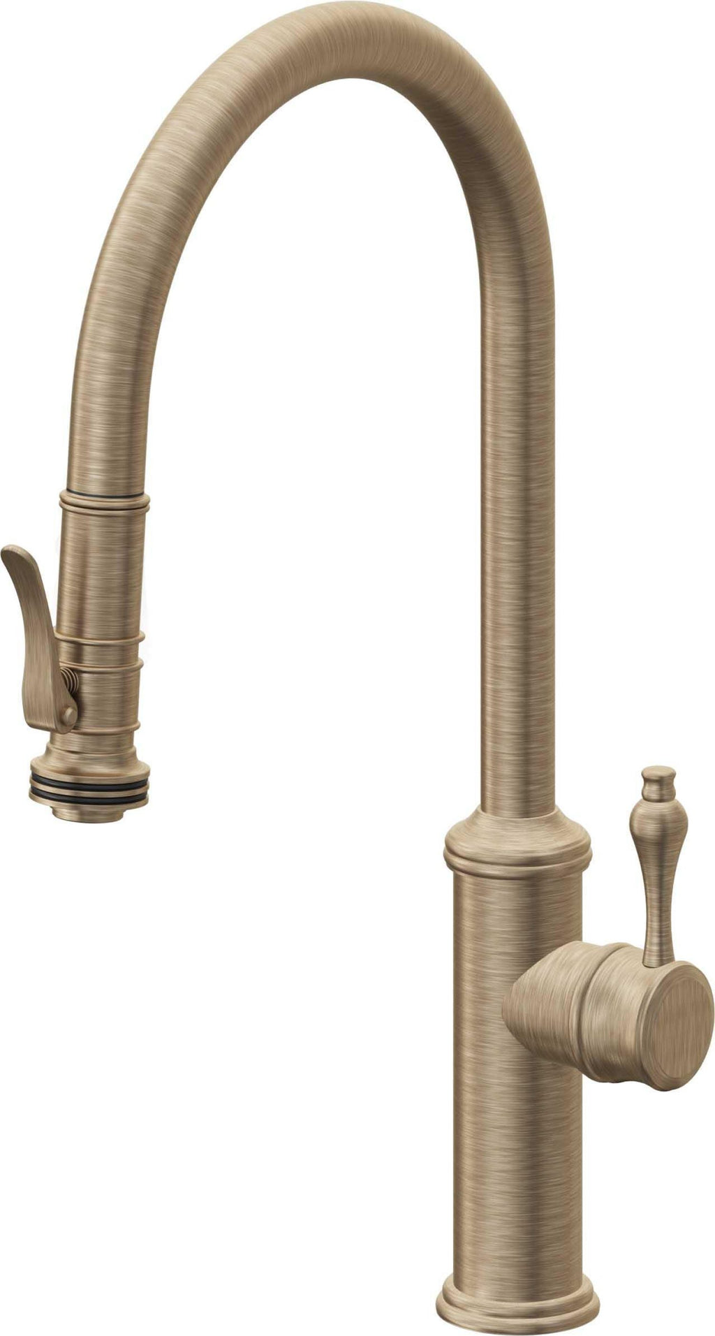 California Faucets Davoli Llave de Cocina Extraíble Tradicional - Surtidor Alto - Latón Antiguo Mate