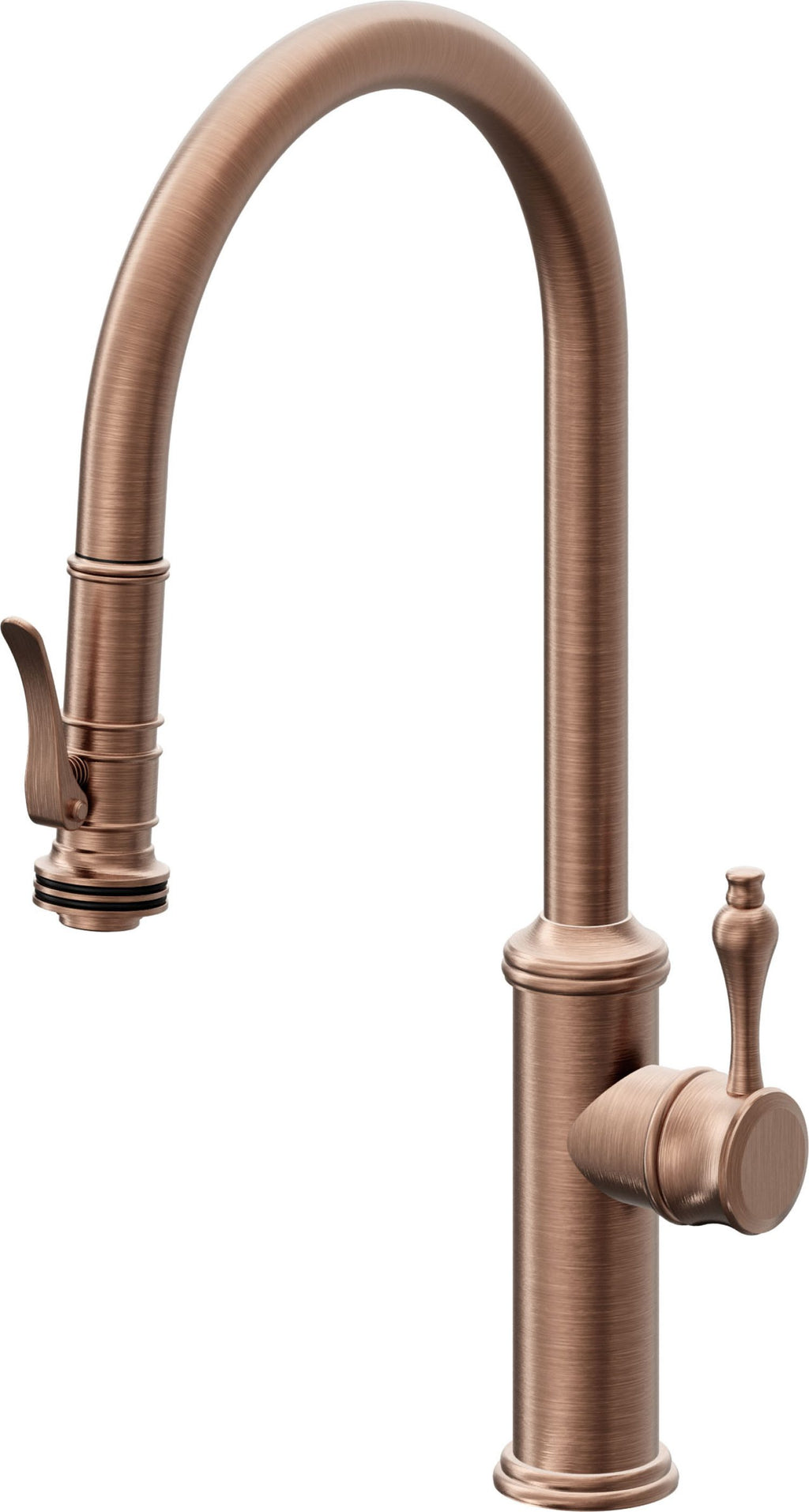 California Faucets Davoli Llave de Cocina Extraíble Tradicional - Surtidor Alto - Cobre Antiguo Mate