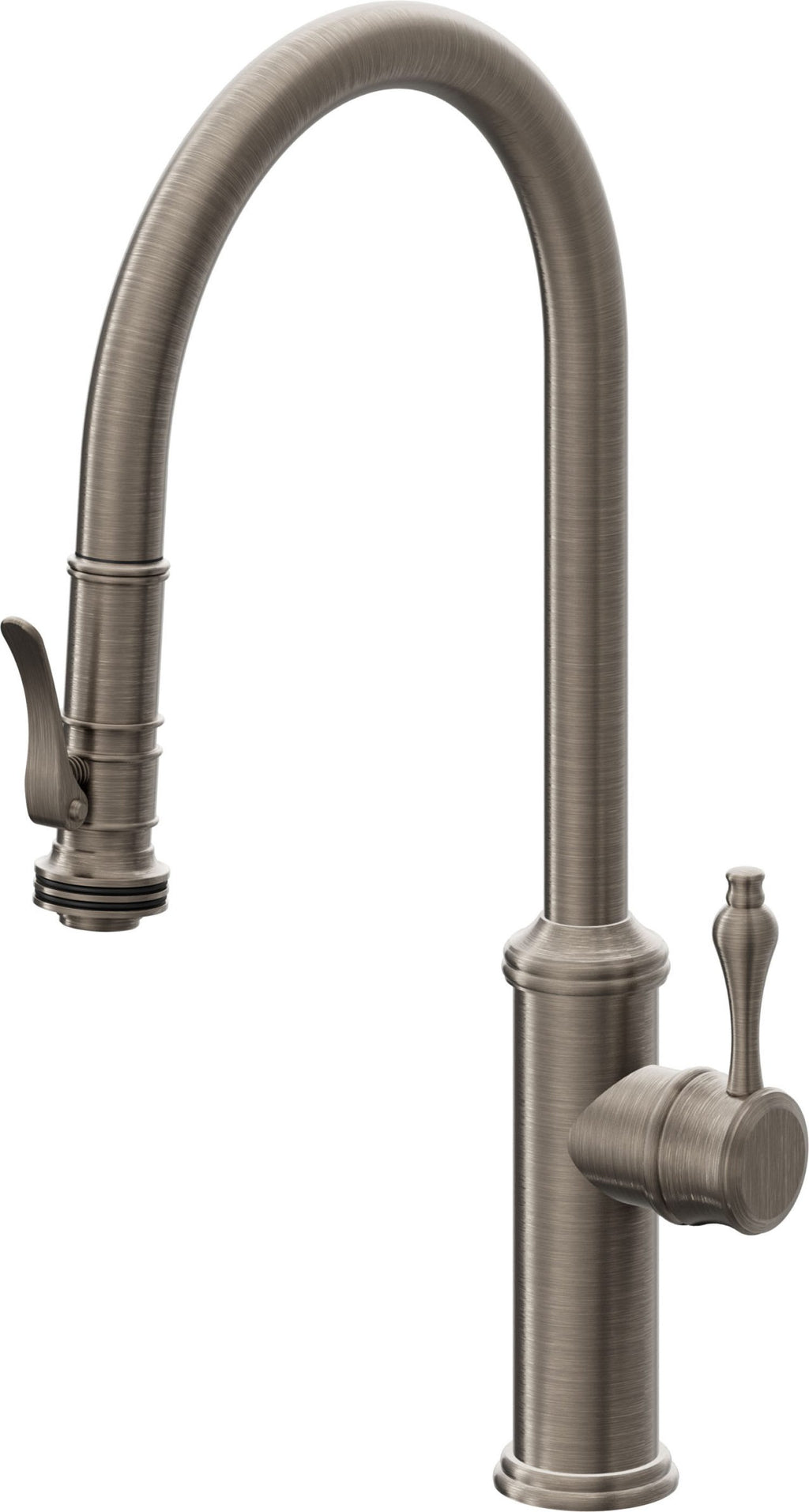 California Faucets Davoli Llave de Cocina Extraíble Tradicional - Surtidor Alto - Níquel Antiguo Mate