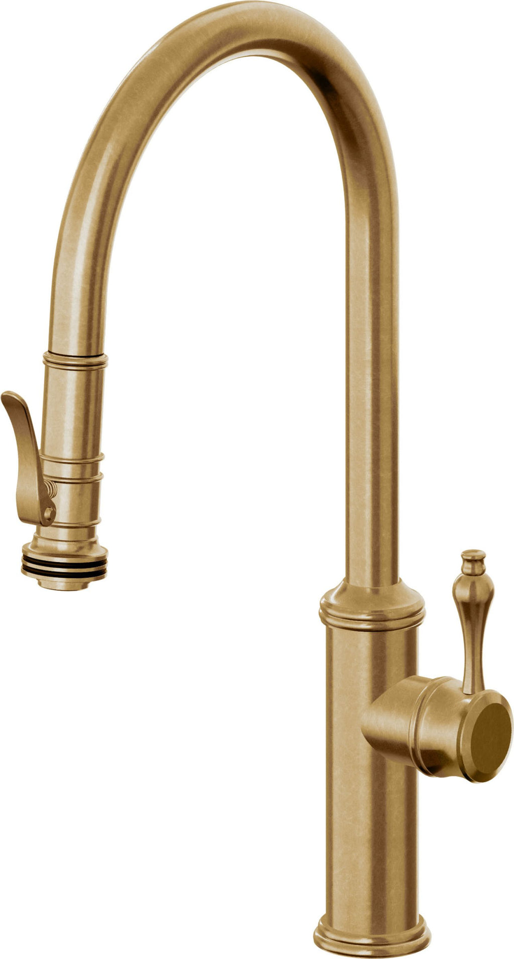 California Faucets Davoli Llave de Cocina Extraíble Tradicional - Surtidor Alto - Latón Bruñido