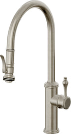 California Faucets Davoli Llave de Cocina Extraíble Tradicional - Surtidor Alto - Níquel Bruñido